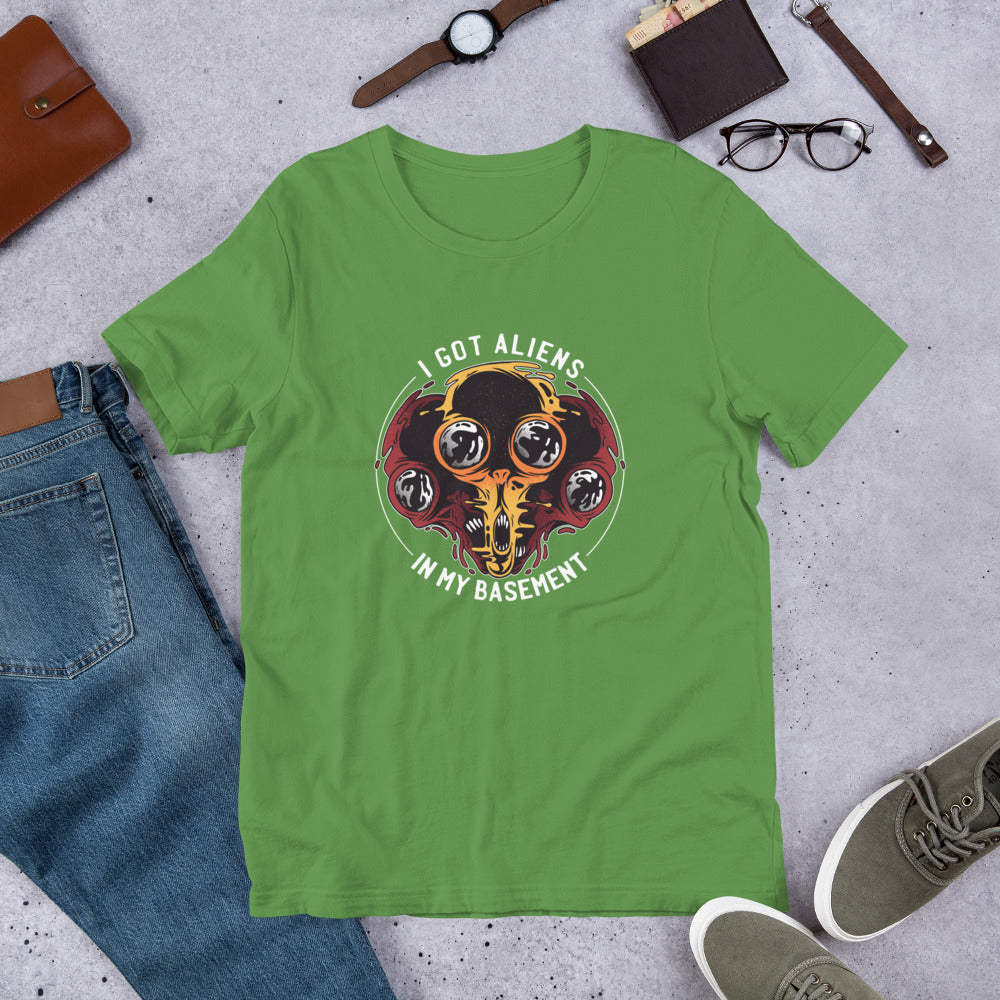 Aliens In Basement Unisex Half-Sleeve T-Shirt — detail view 3
