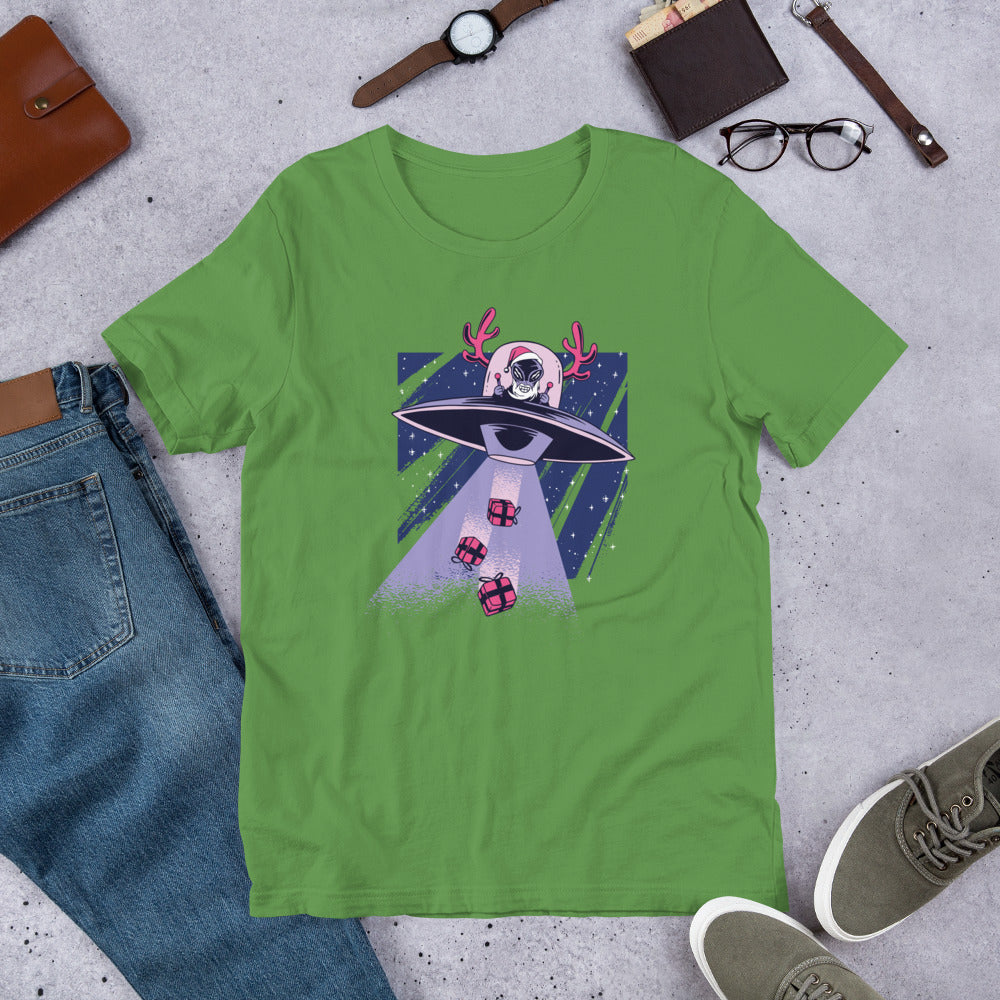 Alien Santa Unisex Half-Sleeve T-Shirt — detail view 4