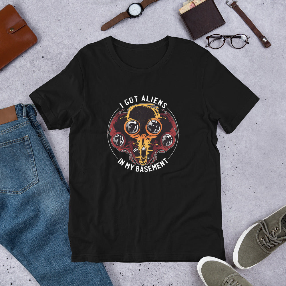 Aliens In Basement Half-Sleeve T-Shirt — Black