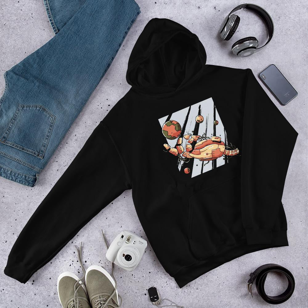 Robotic Hand Unisex Hooded Sweatshirt — Black