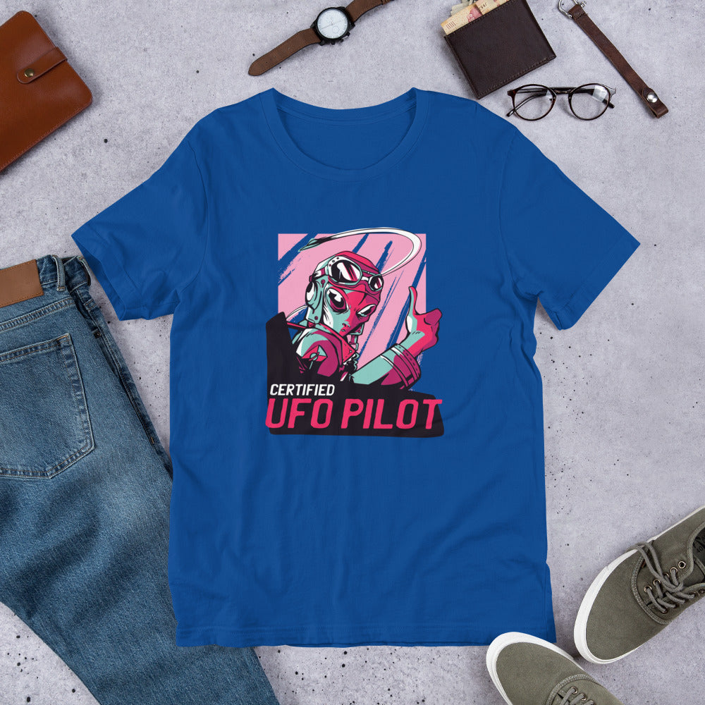 Certified UFO Pilot Unisex Half-Sleeve T-Shirt — True Royal