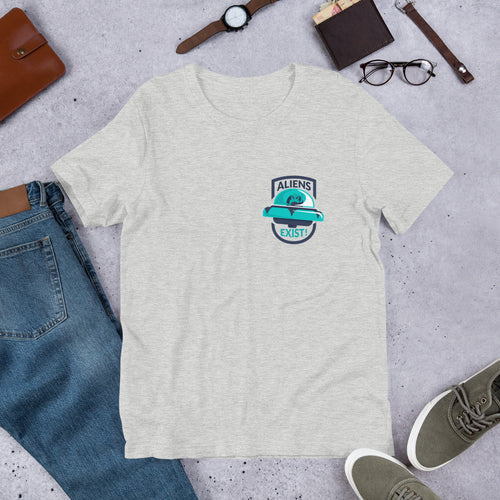 Alien Exist Half-Sleeve Unisex T-Shirt — Grey
