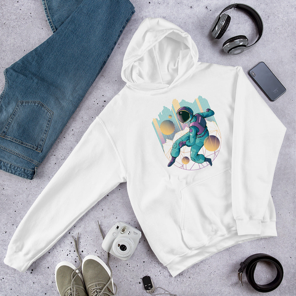 Techno Astronaut Unisex Hooded Sweatshirt — White