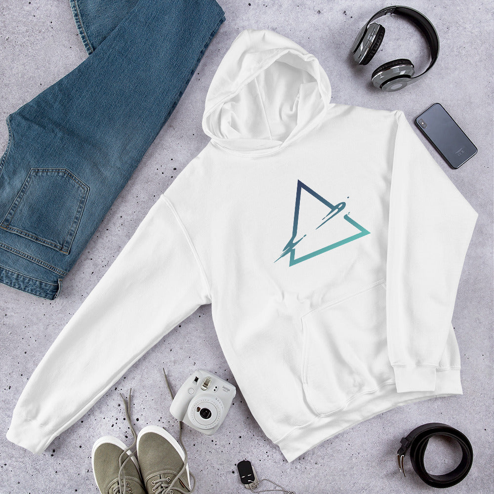 Triangle Abstract Unisex Hooded Sweatshirt — White