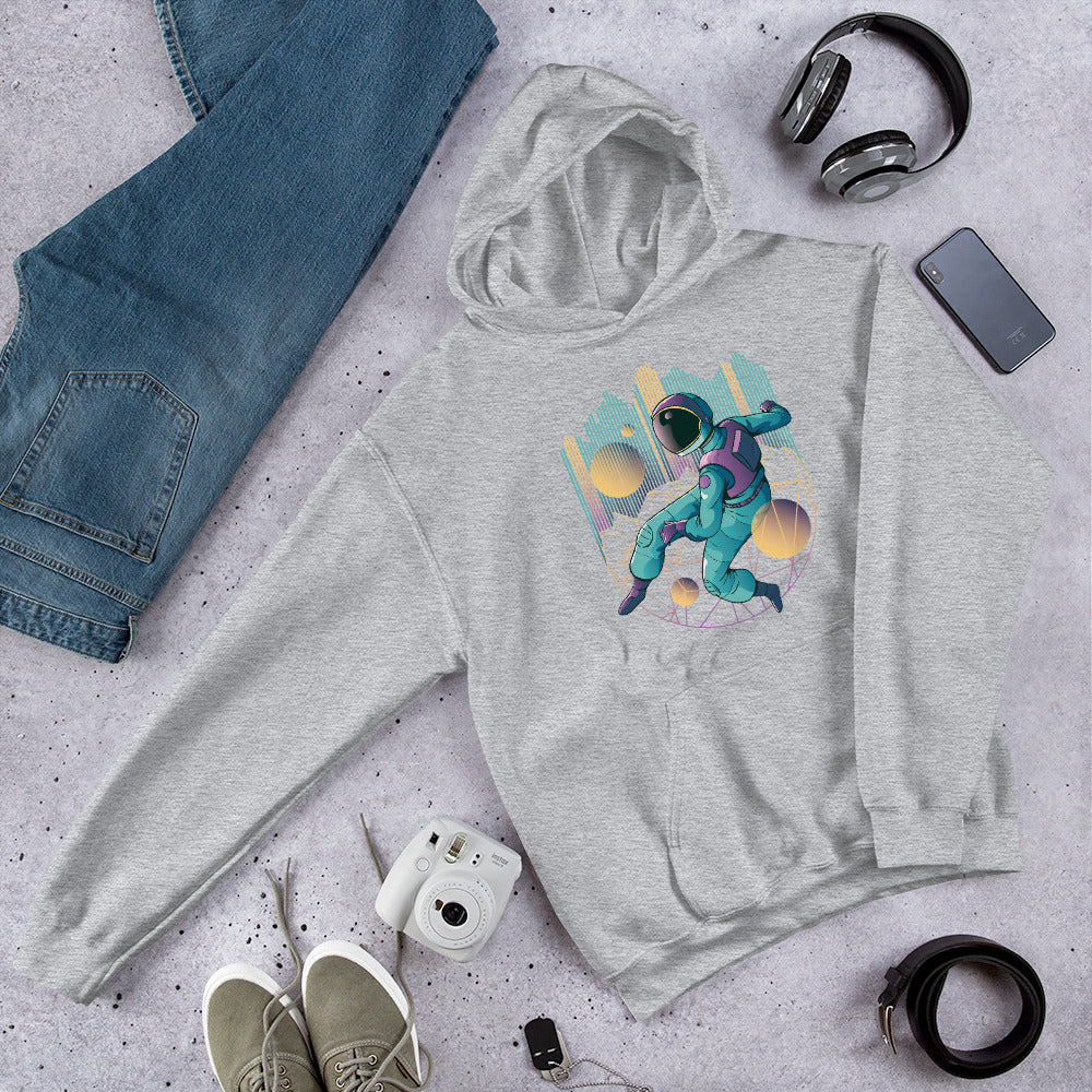 Techno Astronaut Unisex Hooded Sweatshirt — Sport Grey