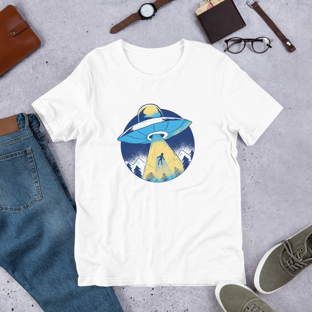 Alien Abduction Unisex Half-Sleeve T-Shirt — White