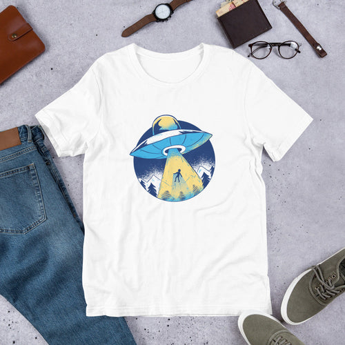 Alien Abduction Unisex Half-Sleeve T-Shirt — White