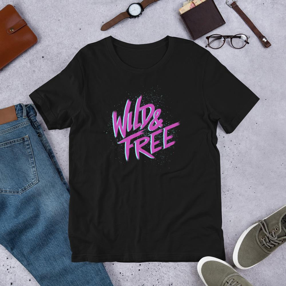 Wild & Free Half-Sleeve T-Shirt — Black