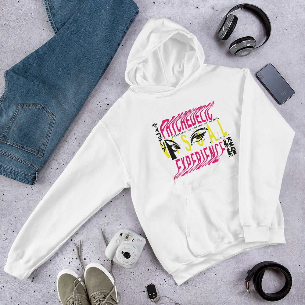 Visual Experience Unisex Hooded Sweatshirt — White