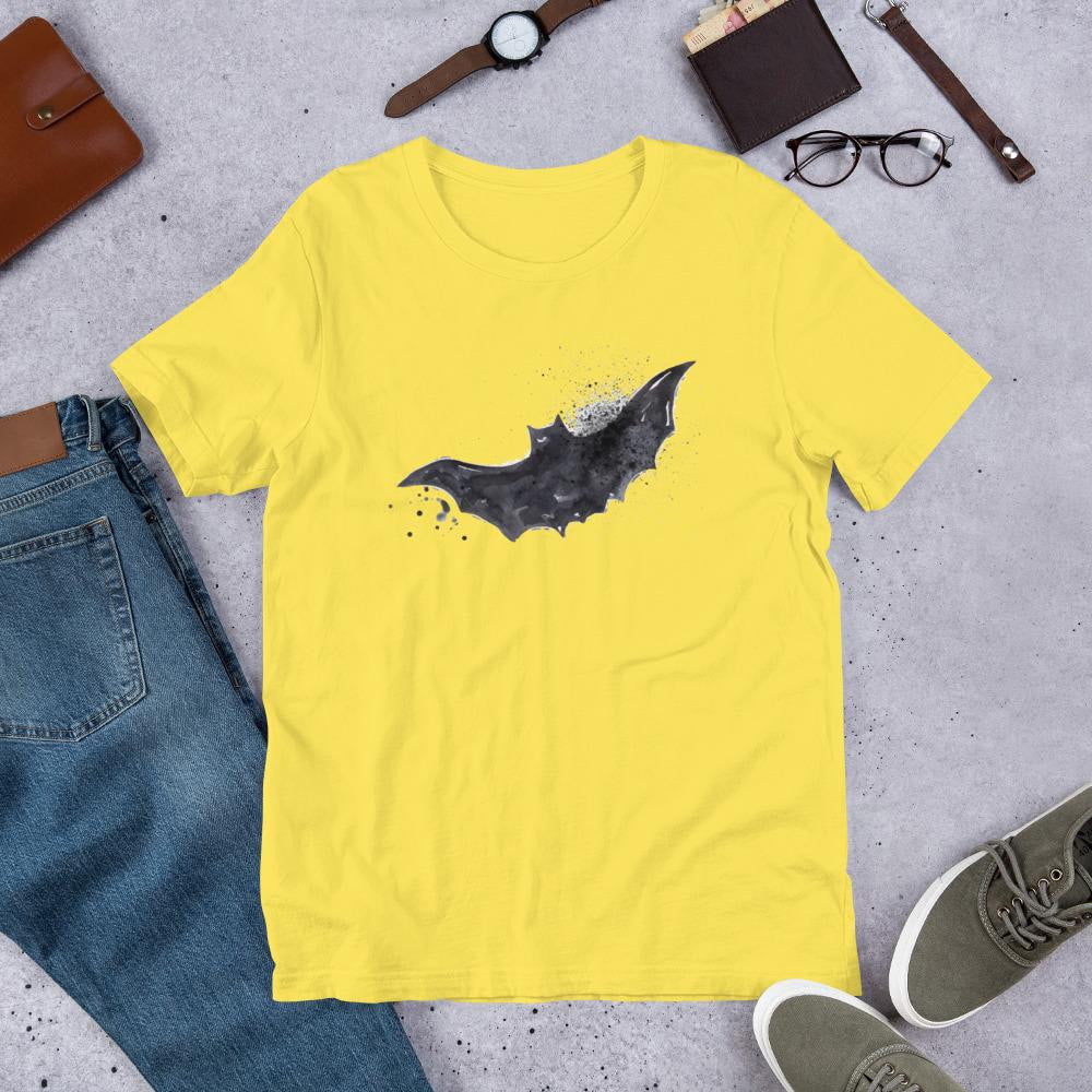 Bat Halloween Unisex Half-Sleeve T-Shirt — Yellow