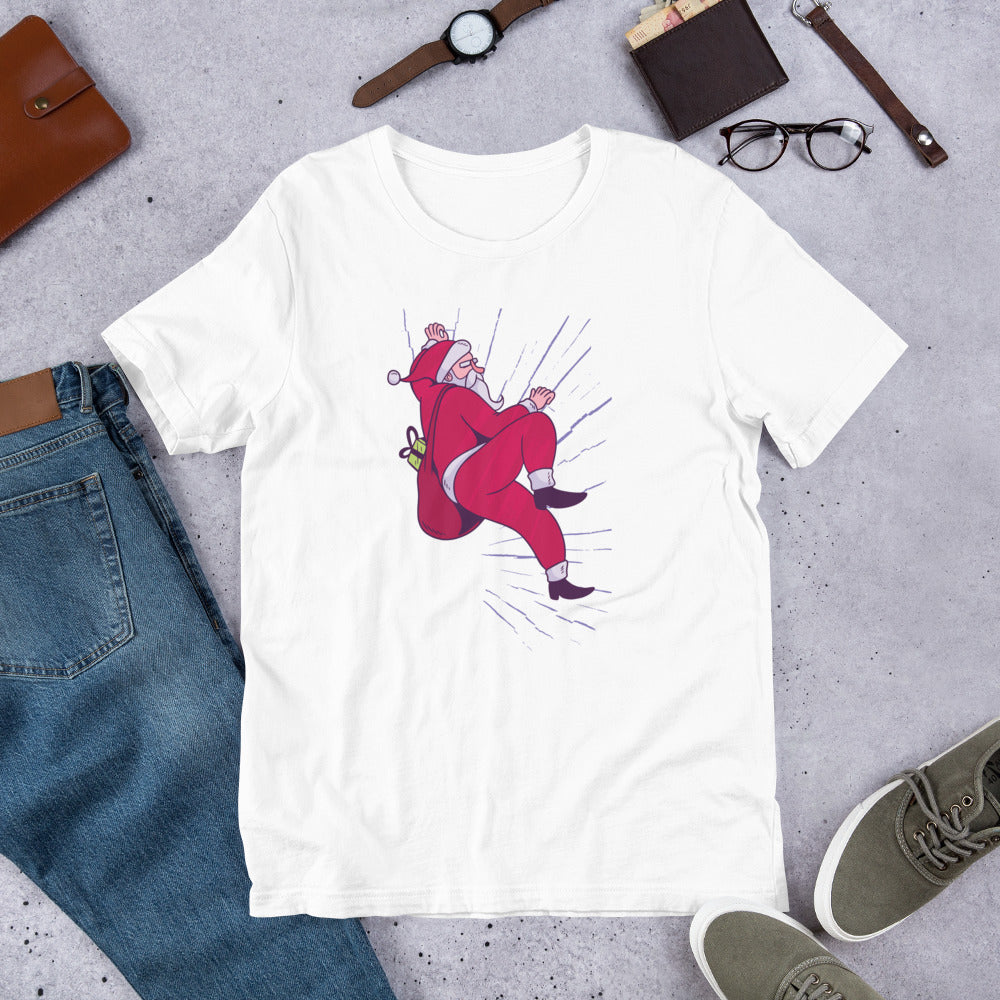 Santa Climbing Half-Sleeve T-Shirt — White