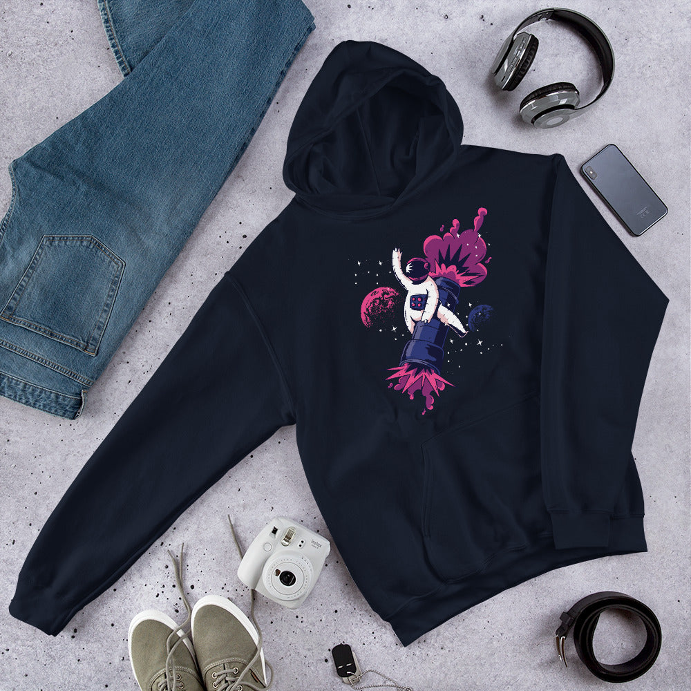 Astronaut Bazooka Unisex Hooded Sweatshirt — Navy