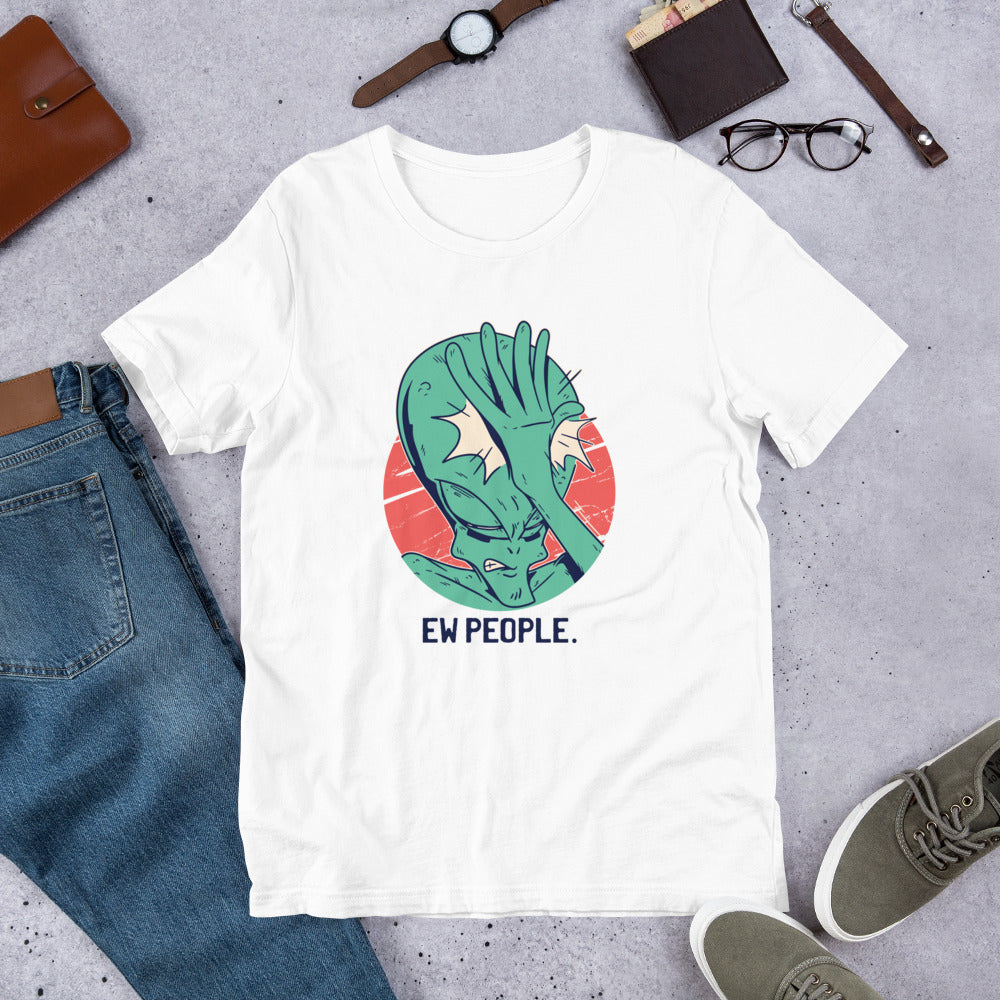 Alien Facepalm Half -Sleeve T-Shirt — White