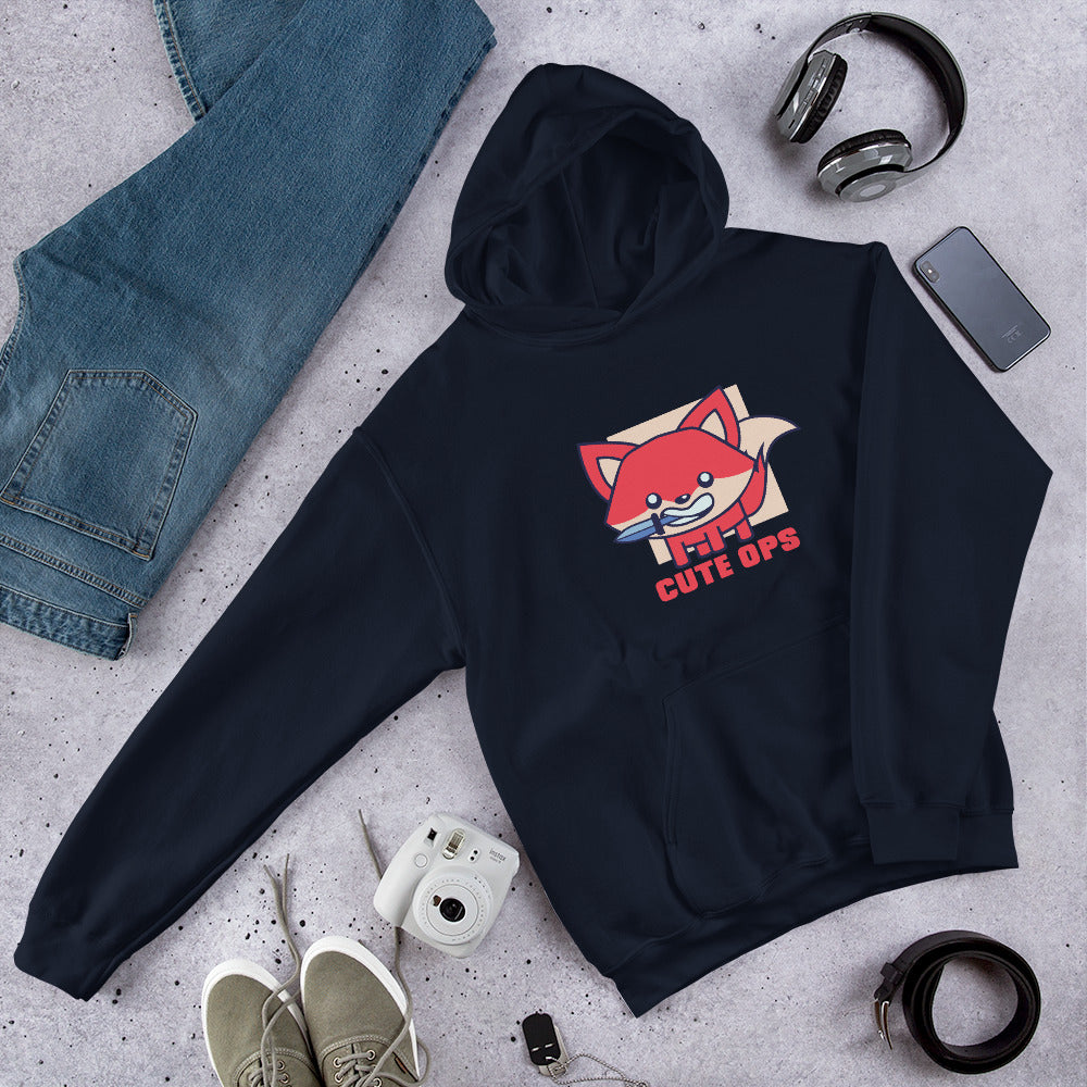 Cute Fox Unisex Hooded Sweatshirt — Navy
