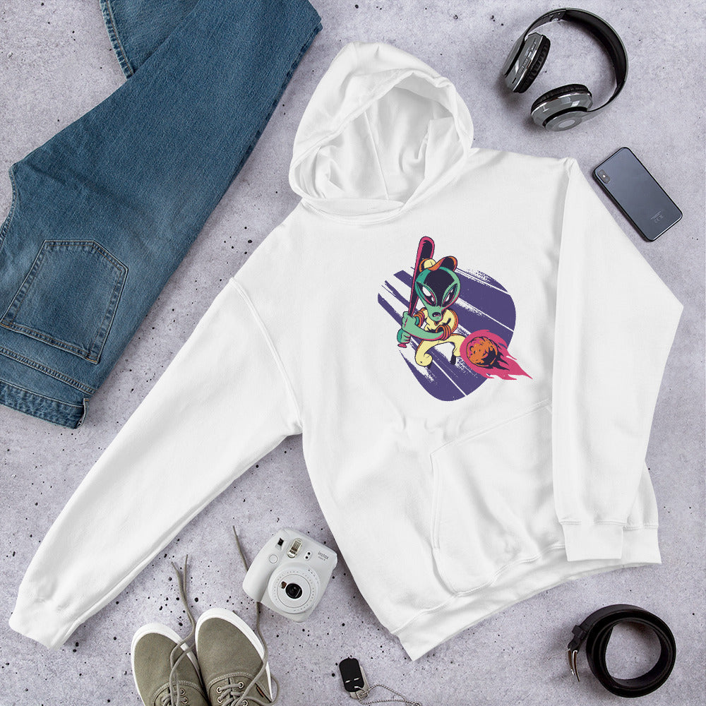Alien baseball Unisex Hooded Sweatshirt — White