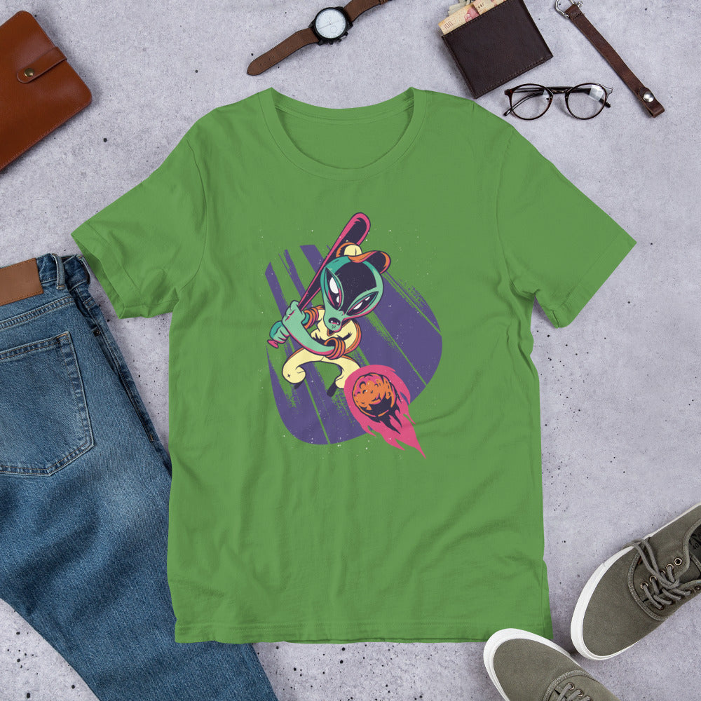 Alien baseball Unisex Half-Sleeve T-Shirt — Leaf