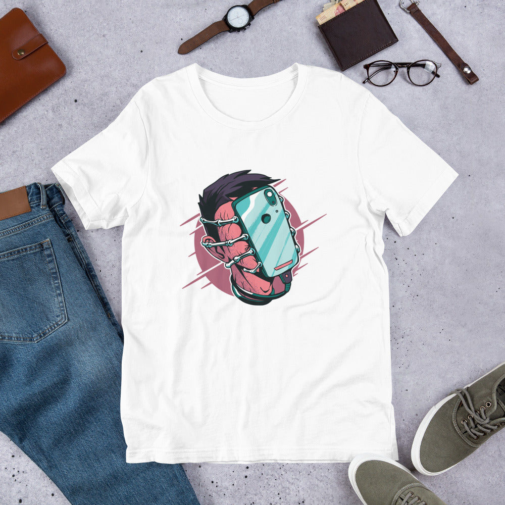 Face Hugger Phone Unisex Half-Sleeve T-Shirt — White