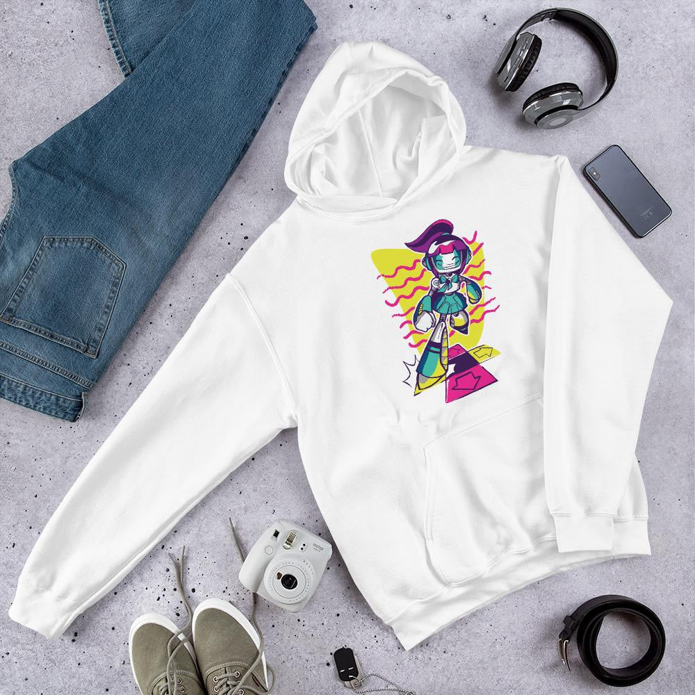 Dancing Robot Unisex Hooded Sweatshirt — White