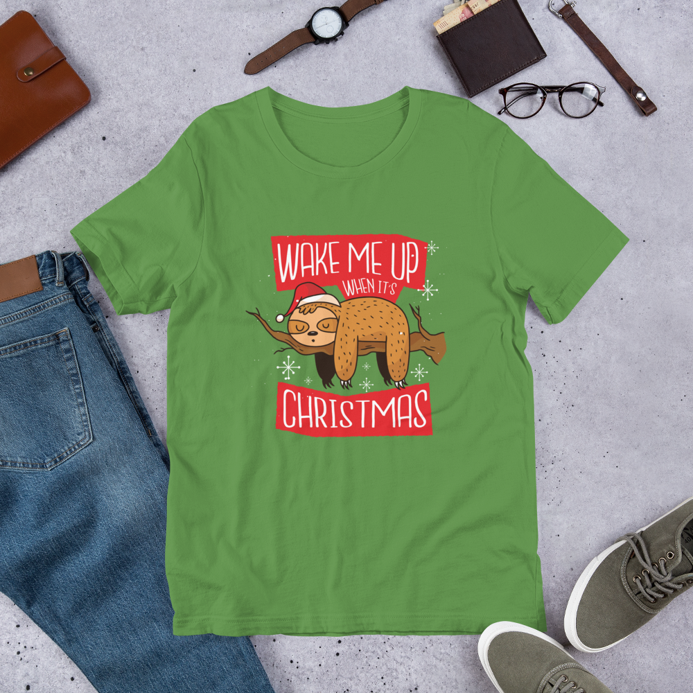 Wake Me Christmas Unisex Half-Sleeve T-Shirt — Leaf