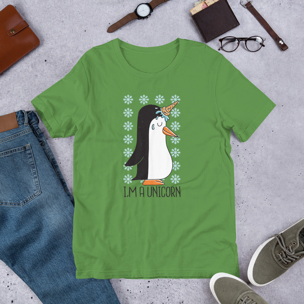 Penguin Unicorn Half-Sleeve T-Shirt — Leaf