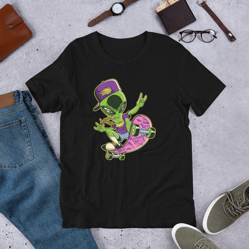 Alien Skater Half-Sleeve T-Shirt — Black