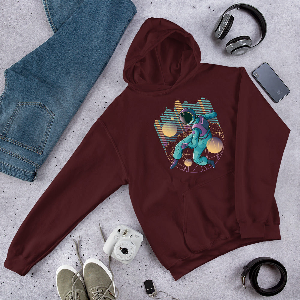 Techno Astronaut Unisex Hooded Sweatshirt — Maroon