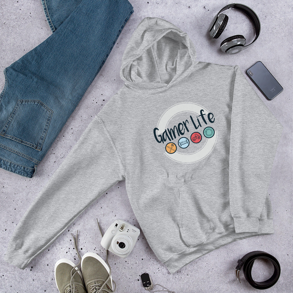 Gamer Life Unisex Hooded Sweatshirt — Sport Grey
