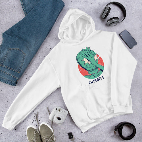 Alien Facepalm Unisex Hooded Sweatshirt — White