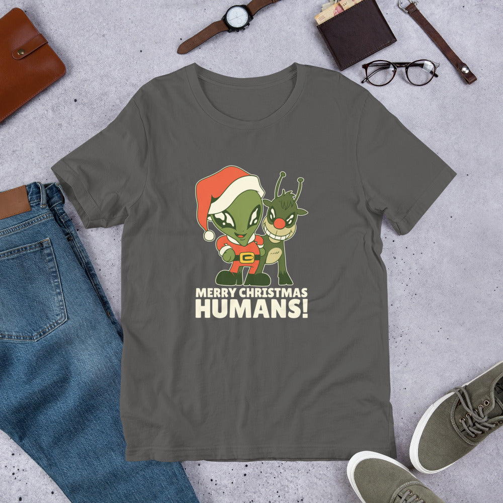 Alien Christmas Half-Sleeve T-Shirt — Asphalt