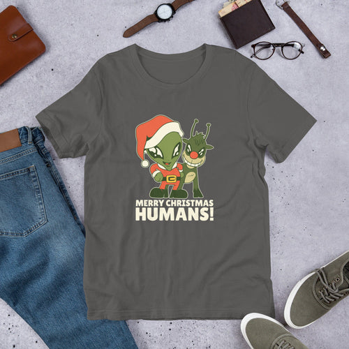 Alien Christmas Unisex Half-Sleeve T-Shirt — Asphalt
