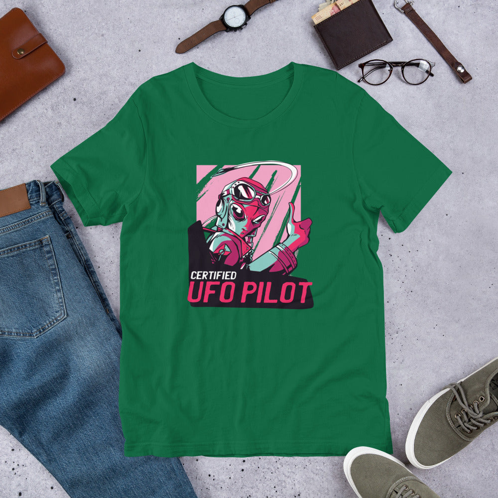 Certified UFO Pilot Unisex Half-Sleeve T-Shirt — Kelly