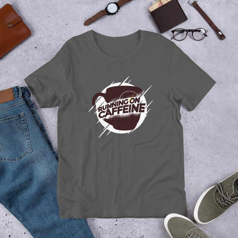 Running On Caffeine Half Sleeve T-Shirt — Asphalt