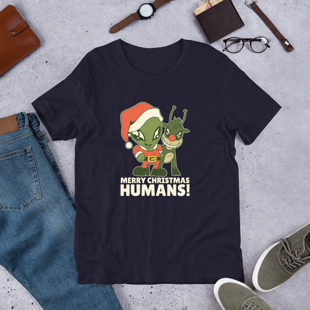 Alien Christmas Unisex Half-Sleeve T-Shirt — Navy