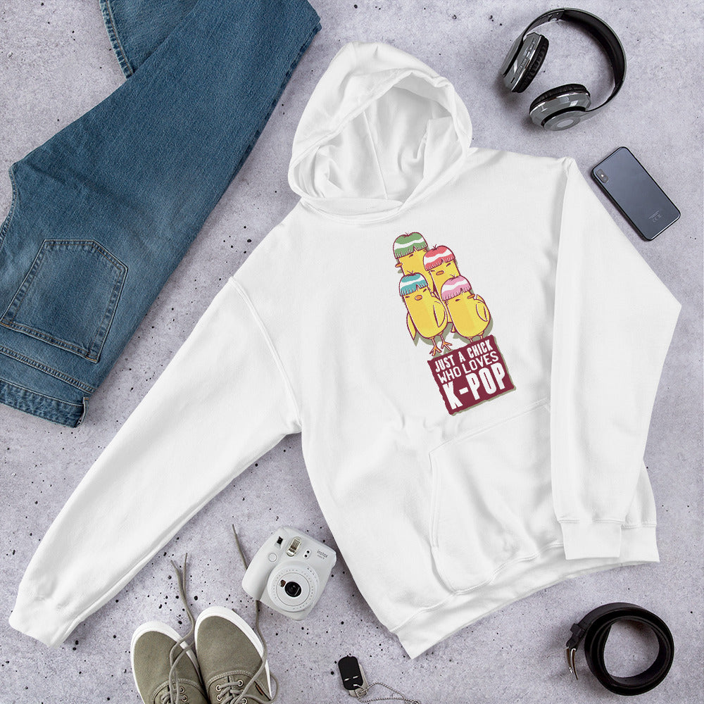 K-pop Chick Unisex Hooded Sweatshirt — White