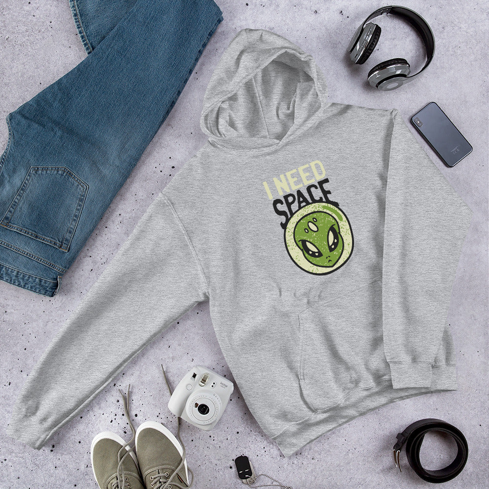 Need Space Alien Unisex Hooded Sweatshirt — Sport Grey