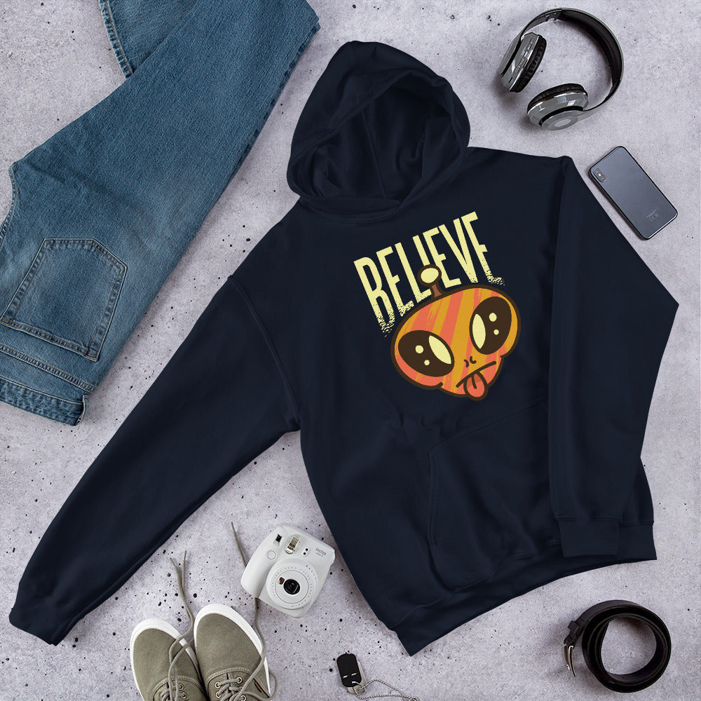 Believe Alien Unisex Hooded Sweatshirt — Navy