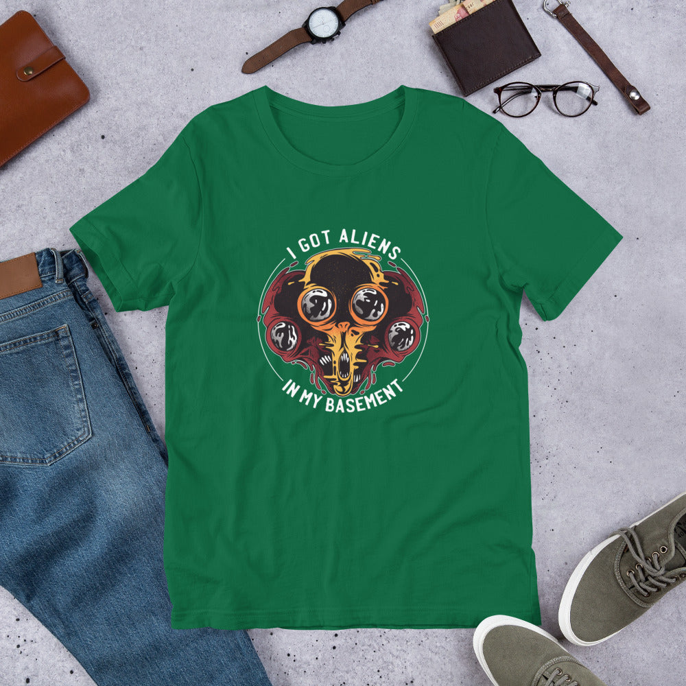 Aliens In Basement Unisex Half-Sleeve T-Shirt — Kelly
