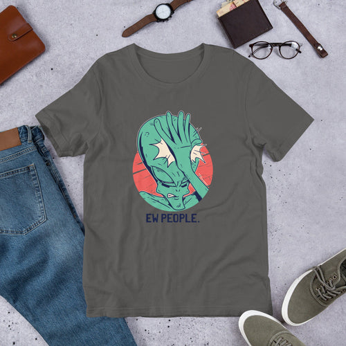 Alien Facepalm Unisex Half -Sleeve T-Shirt — Asphalt
