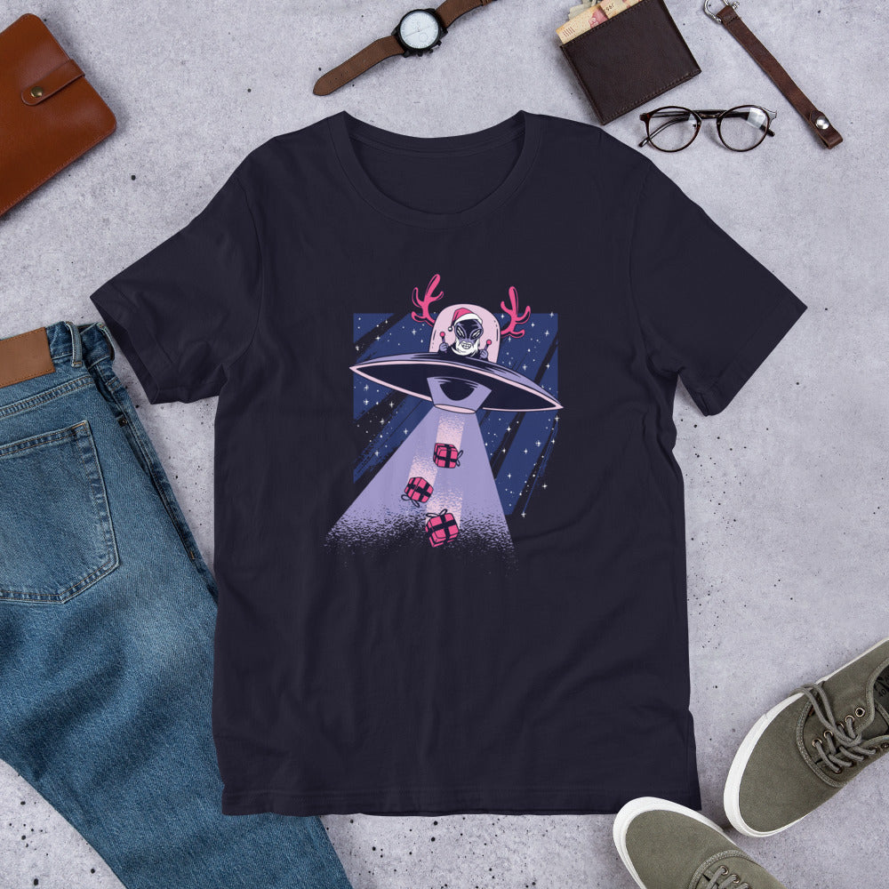 Alien Santa Unisex Half-Sleeve T-Shirt — Navy