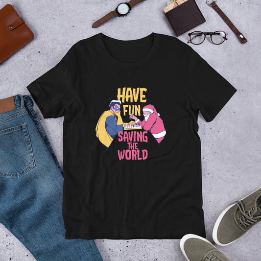 Superhero V Santa Chess Half-Sleeve T-Shirt