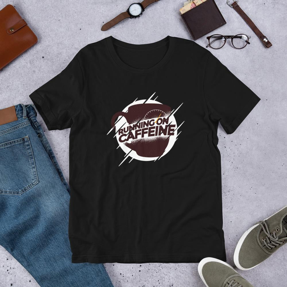 Running On Caffeine Half Sleeve T-Shirt — Black