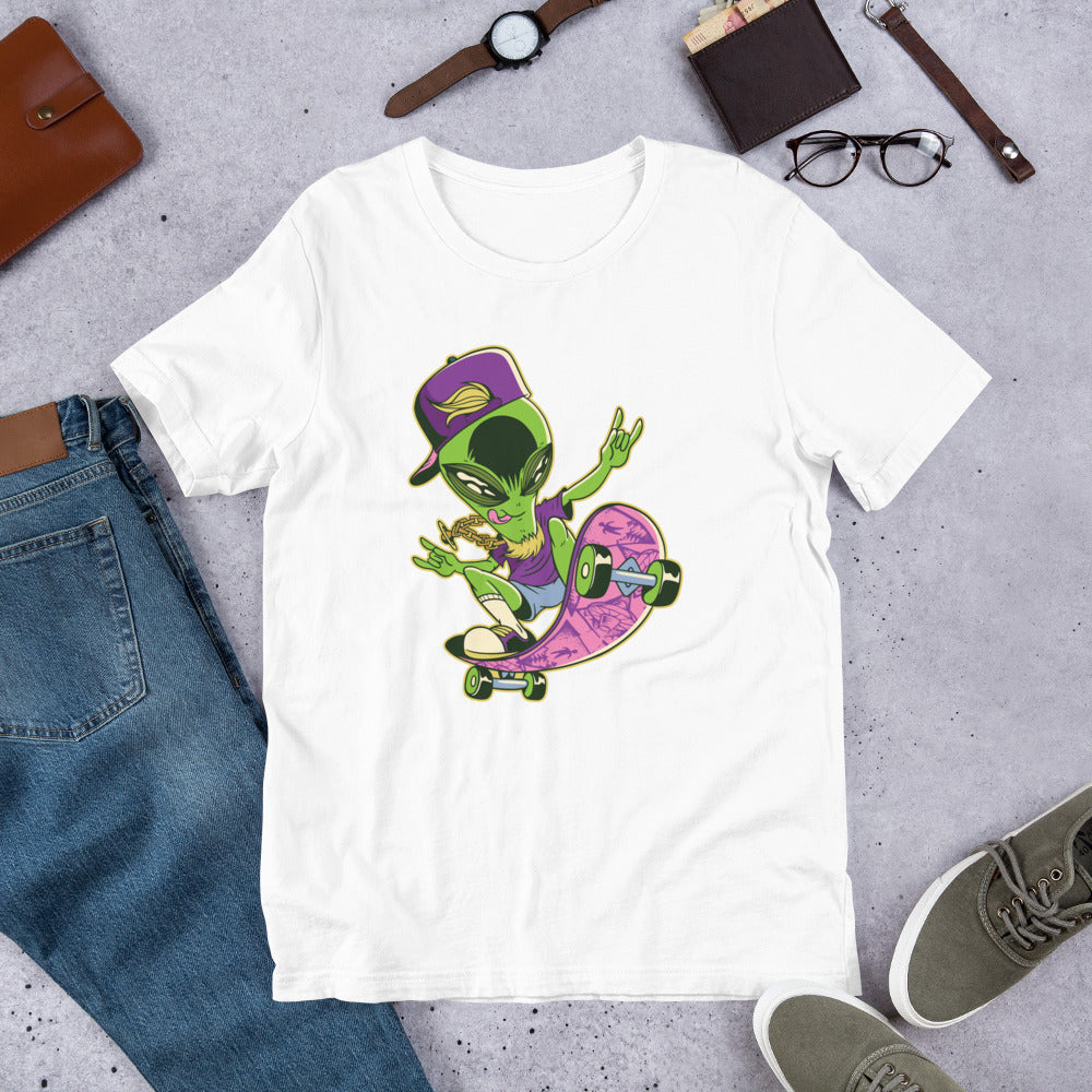 Alien Skater Half-Sleeve T-Shirt — White