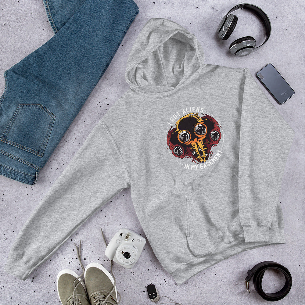 Aliens In Basement Unisex Hooded Sweatshirt — Sport Grey