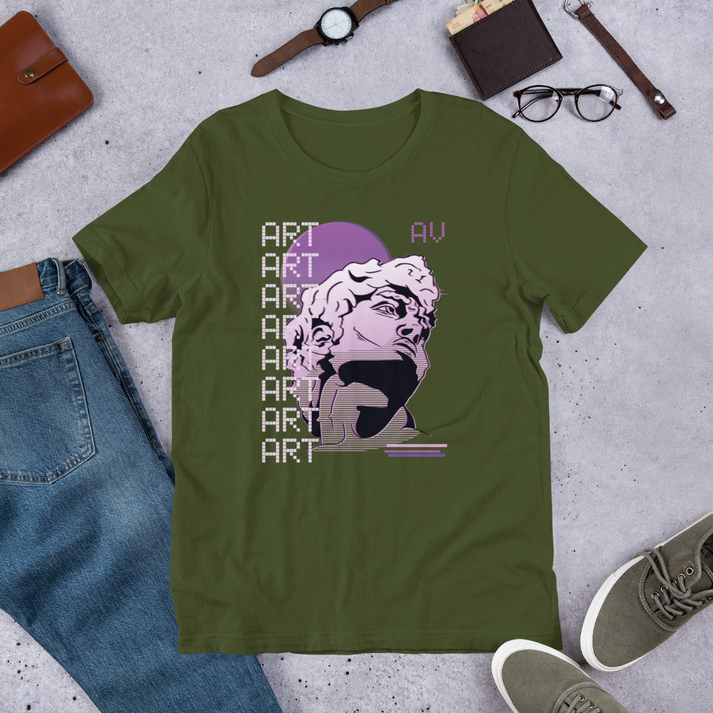 Vaporwave Art Half-Sleeve T-Shirt — Olive