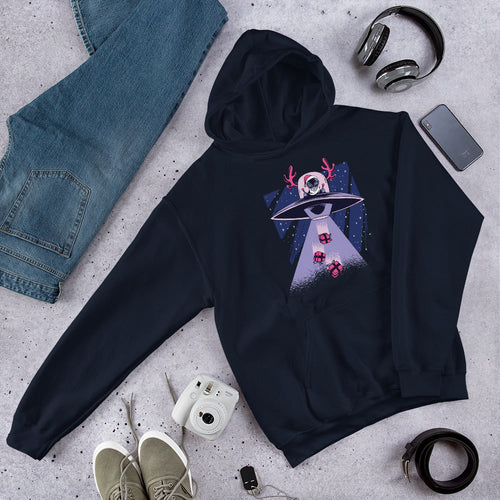Alien Santa Unisex Hooded Sweatshirt — Navy