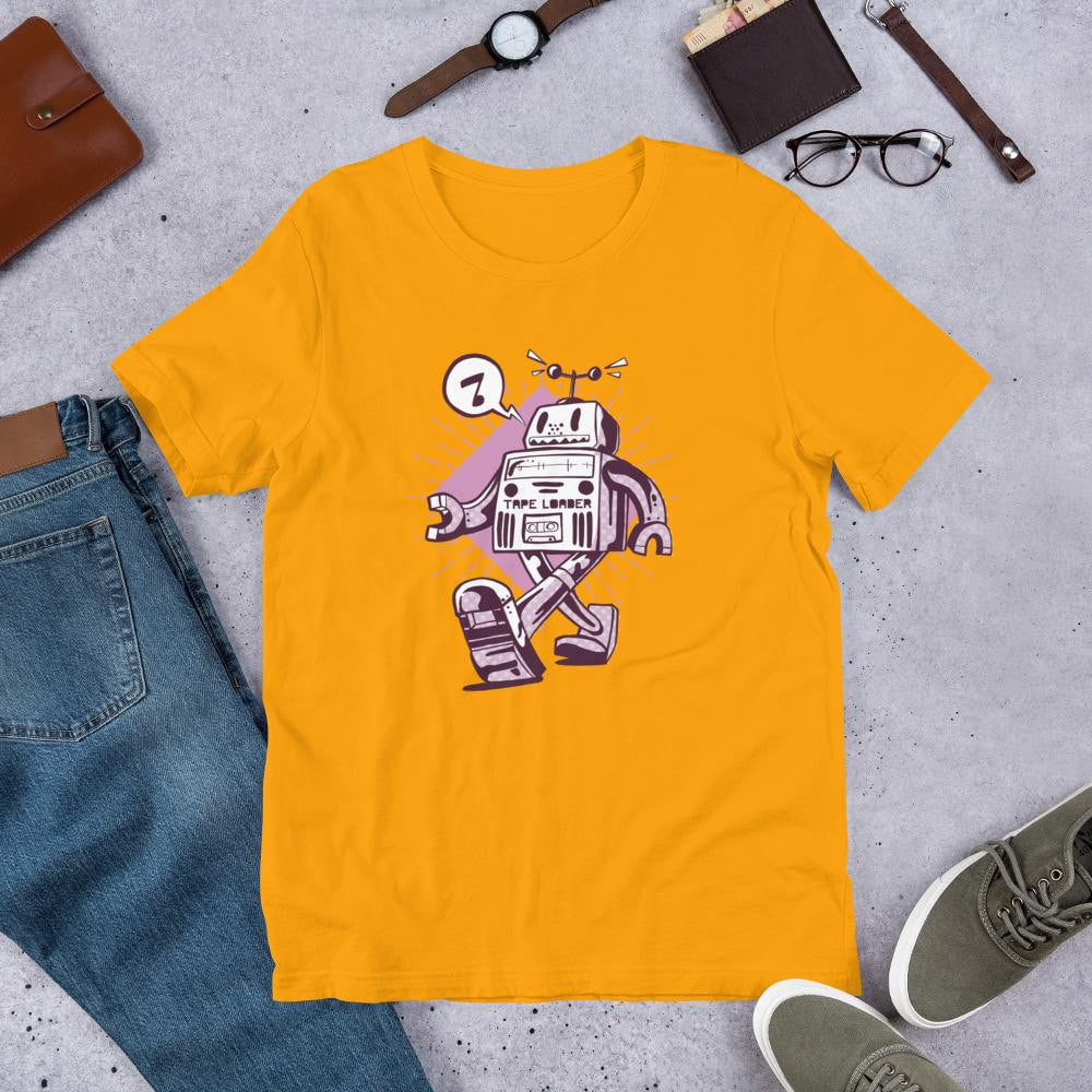 Happy Robot Half Sleeve T-Shirt — Gold