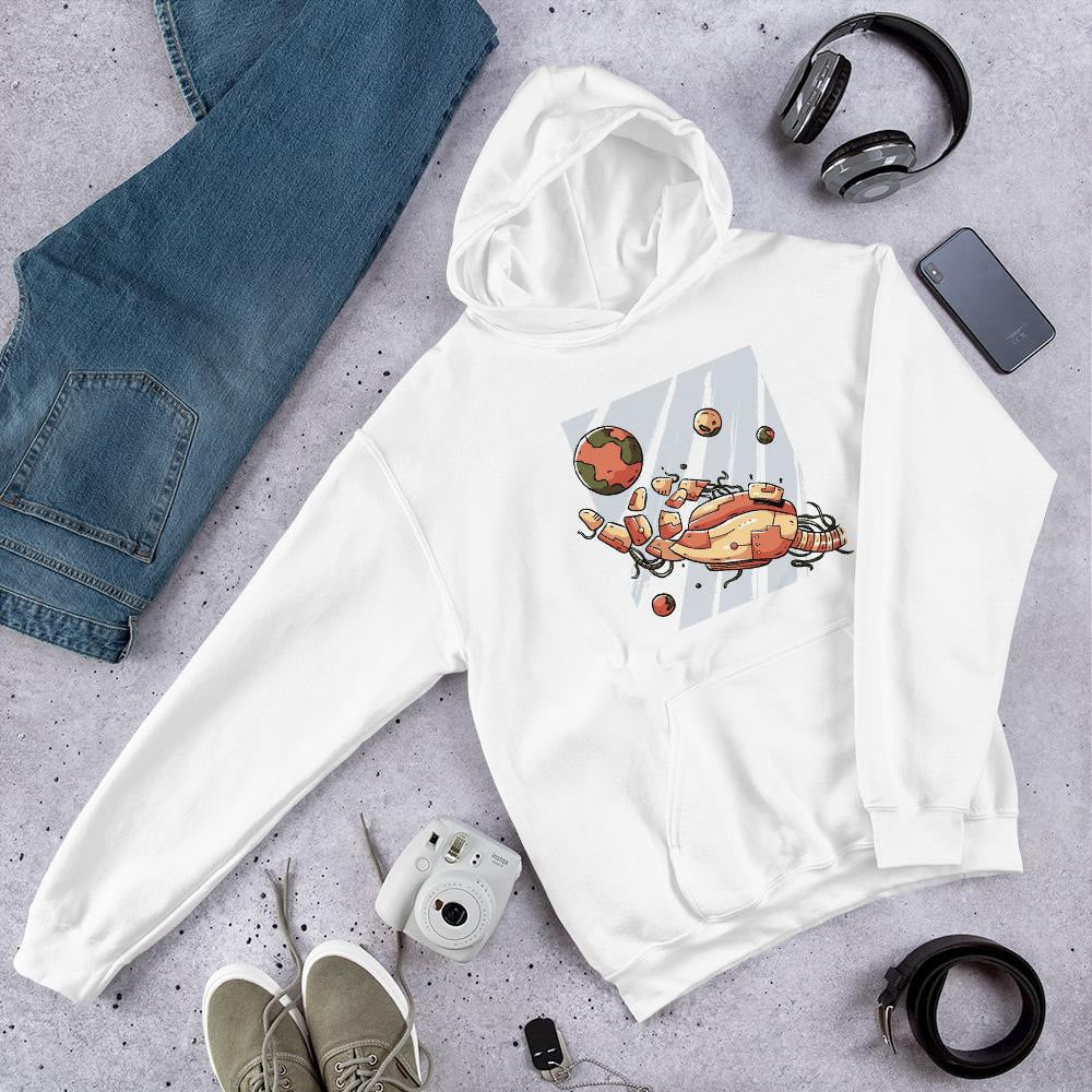 Robotic Hand Unisex Hooded Sweatshirt — White