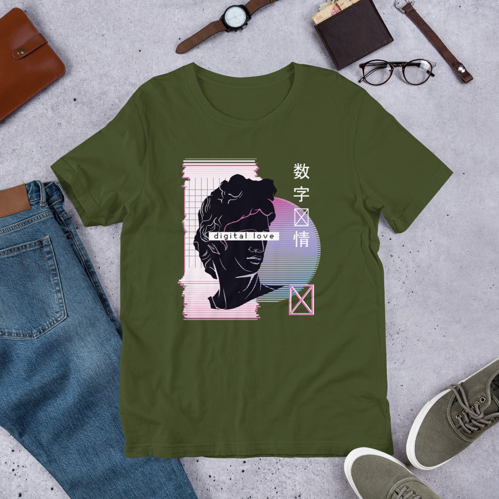 Vaporwave Digital Love Half-Sleeve Unisex T-Shirt — back view
