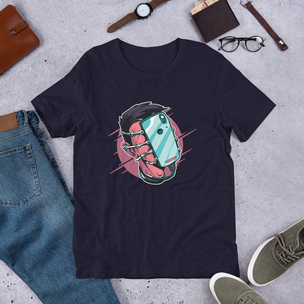 Face Hugger Phone Unisex Half-Sleeve T-Shirt — Navy