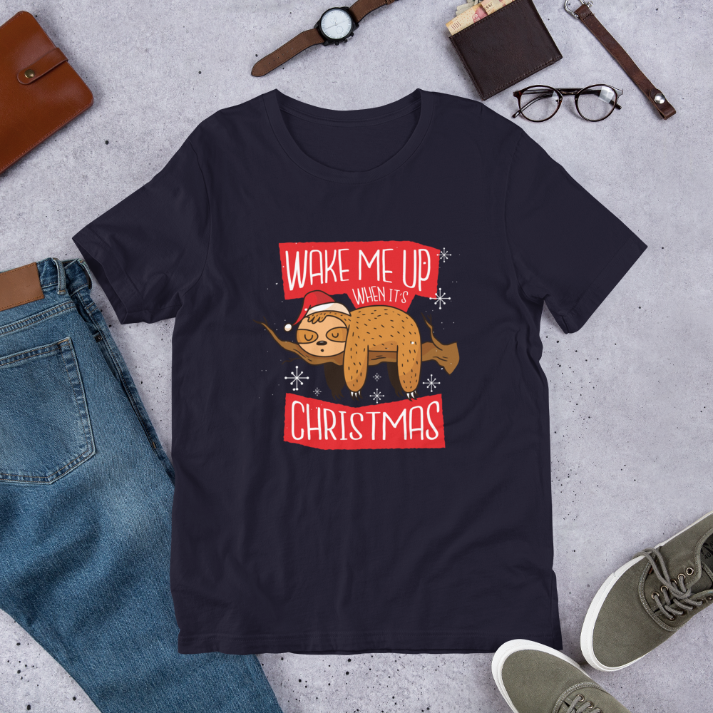 Wake Me Christmas Half-Sleeve T-Shirt — Navy